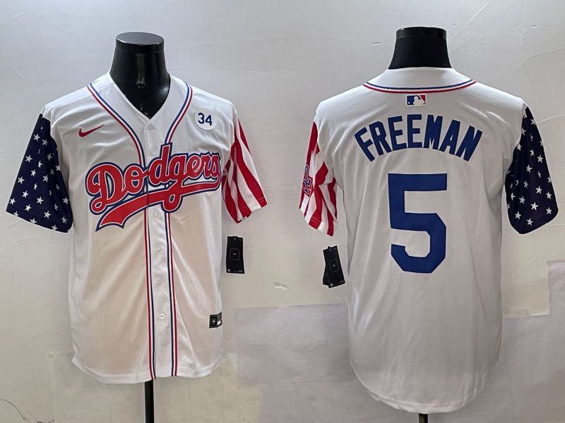 Men Los Angeles Dodgers 5 Freeman White a generation of national flags Joint name 2025 Nike MLB Jersey style 6